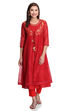 Red Kalidar Poly Cotton Kurta image number 0