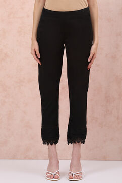 Black Art Silk Slim Pants image number 3