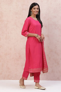 Pink LIVA Straight Suit Set image number 5