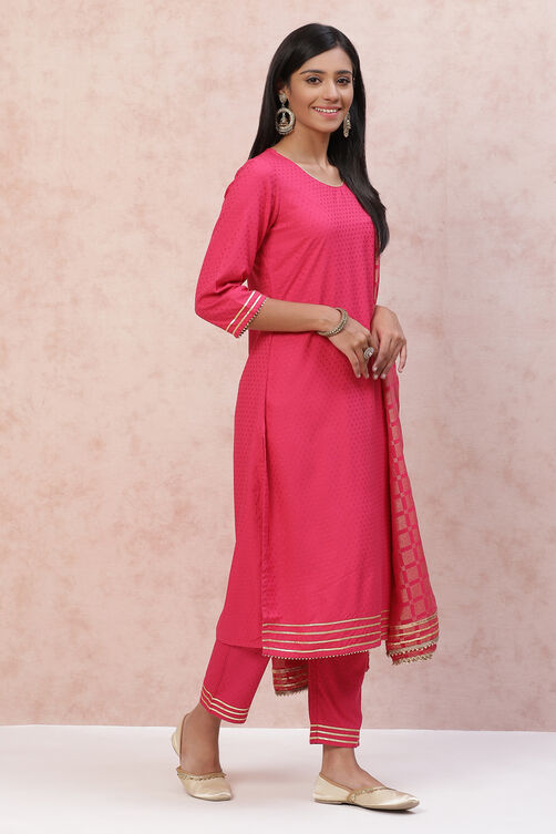 Pink LIVA Straight Suit Set image number 5