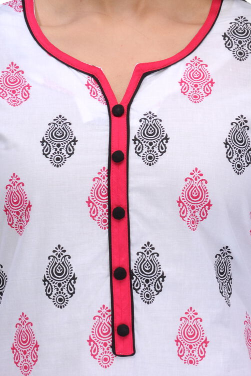 White Cotton Straight Kurta image number 4