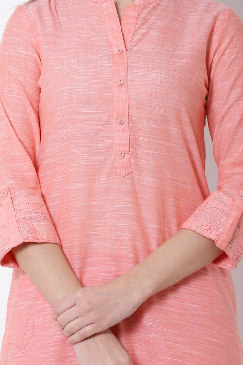 Orange Cotton Straight Kurta image number 1