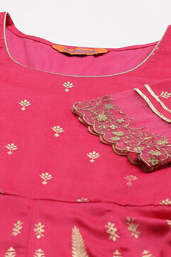 Fuschia Art Silk Kalidar Kurta image number 1