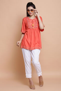 Coral Viscose Rayon Short Top image number 4