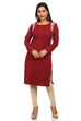 Red Acrylic Straight Kurta image number 0