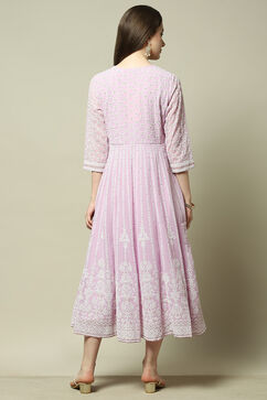Mauve Poly Georgette Straight Dress image number 3