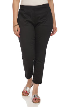 Black Poly Cotton Slim Pants image number 0