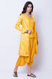 Yellow Polyester Viscose Straight Suit Set image number 4