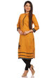 Mustard Straight Cotton Kurta image number 2