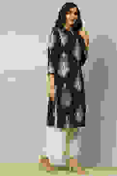 Black Printed Straight Kurta image number 4