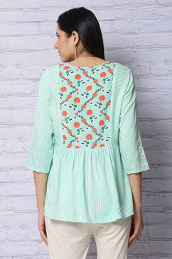 Mint Green Viscose Rayon Flared Top image number 5