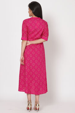 Pink Viscose And Rayon A Line Dress image number 4