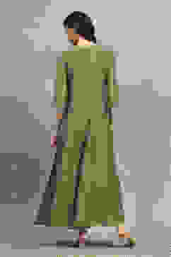 Green Tissue Solid Anarkali Dress image number 3