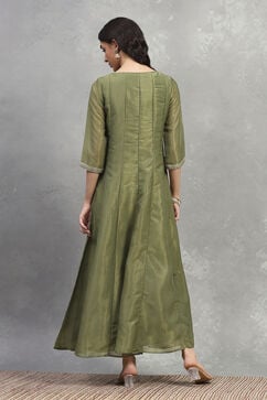 Green Tissue Solid Anarkali Dress image number 3