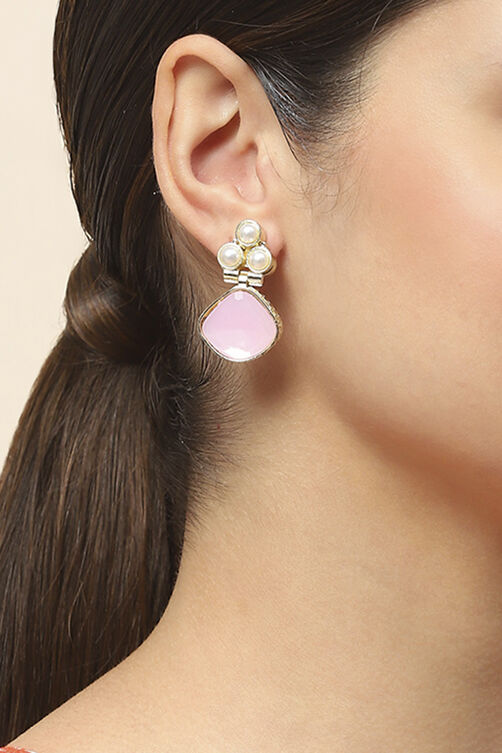 Light Pink Oxidised Alloy Earrings image number 1
