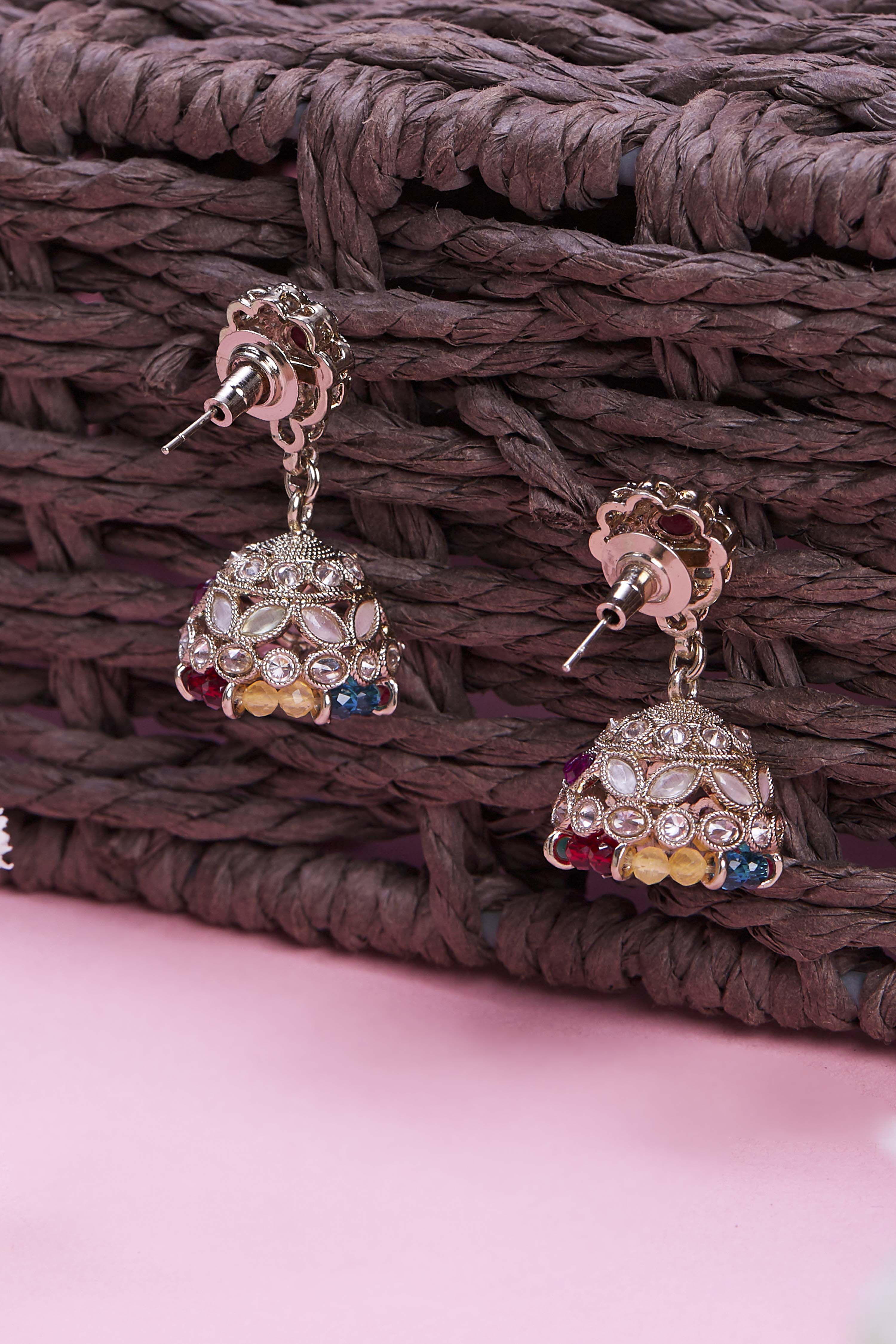 Multicolor Brass Jhumka image number 1