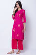 Green Poly Cotton Straight Kurta image number 4