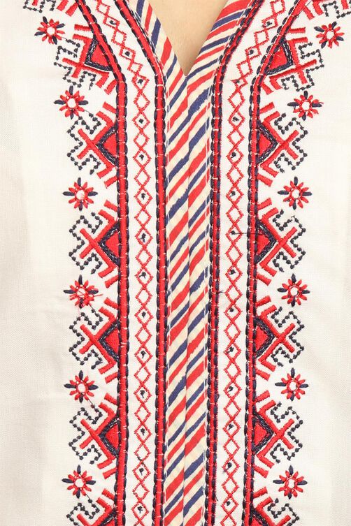 White Straight Viscose Rayon Indie Top image number 1