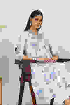 Blue Cotton A-line & Kalidar Kurtas image number 6