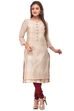 Beige A-Line Cotton Kurta image number 0