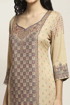 Sand Yellow Art Silk Straight Suit Set image number 1