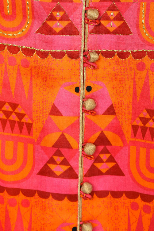Pink Flared Polyester Kurta image number 1