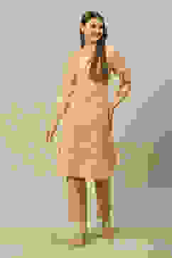 Peach Viscose Straight Printed Kurta image number 0