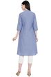 Light-Blue Chambray A-Line Kurta image number 4