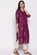 Purple Viscose Rayon Kurta image number 3