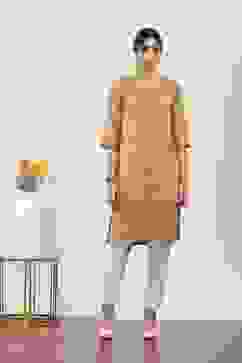 Yellow Viscose Polyester Straight Kurtas image number 5