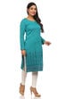Blue Straight Poly Cotton Kurta image number 3