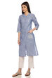 Blue Straight Cotton Kurta image number 2