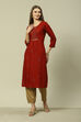 Rust LIVA Straight Printed Kurta image number 5