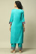 Coral Poly Viscose Straight Yarndyed Kurta Palazzo Suit Set image number 5