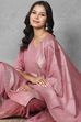 Pink Polyester Yarndyed Straight Suit Set image number 7