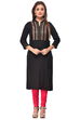 Black Straight Cotton Kurta image number 0