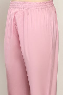 Lilac Cotton Embroidered Straight Suit Set image number 2