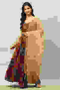 Pink Viscose Blend Straight Printed Crop Top Skirt Lehenga image number 0