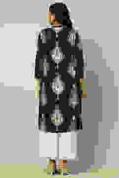Black Printed Straight Kurta image number 3