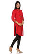 Red Straight Cotton Kurta image number 2