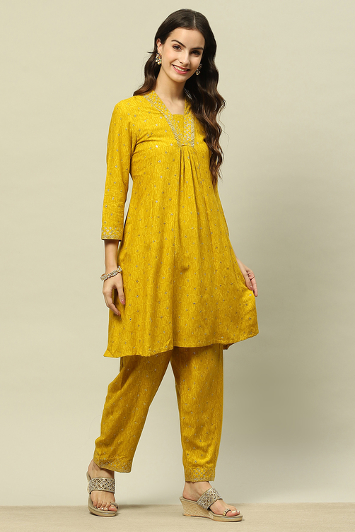 Blue Printed Straight Co-ord Set image number 5