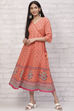 Orange LIVA Kalidar Kurta Dress image number 0