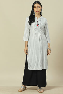 White LIVA Straight Kurta image number 5