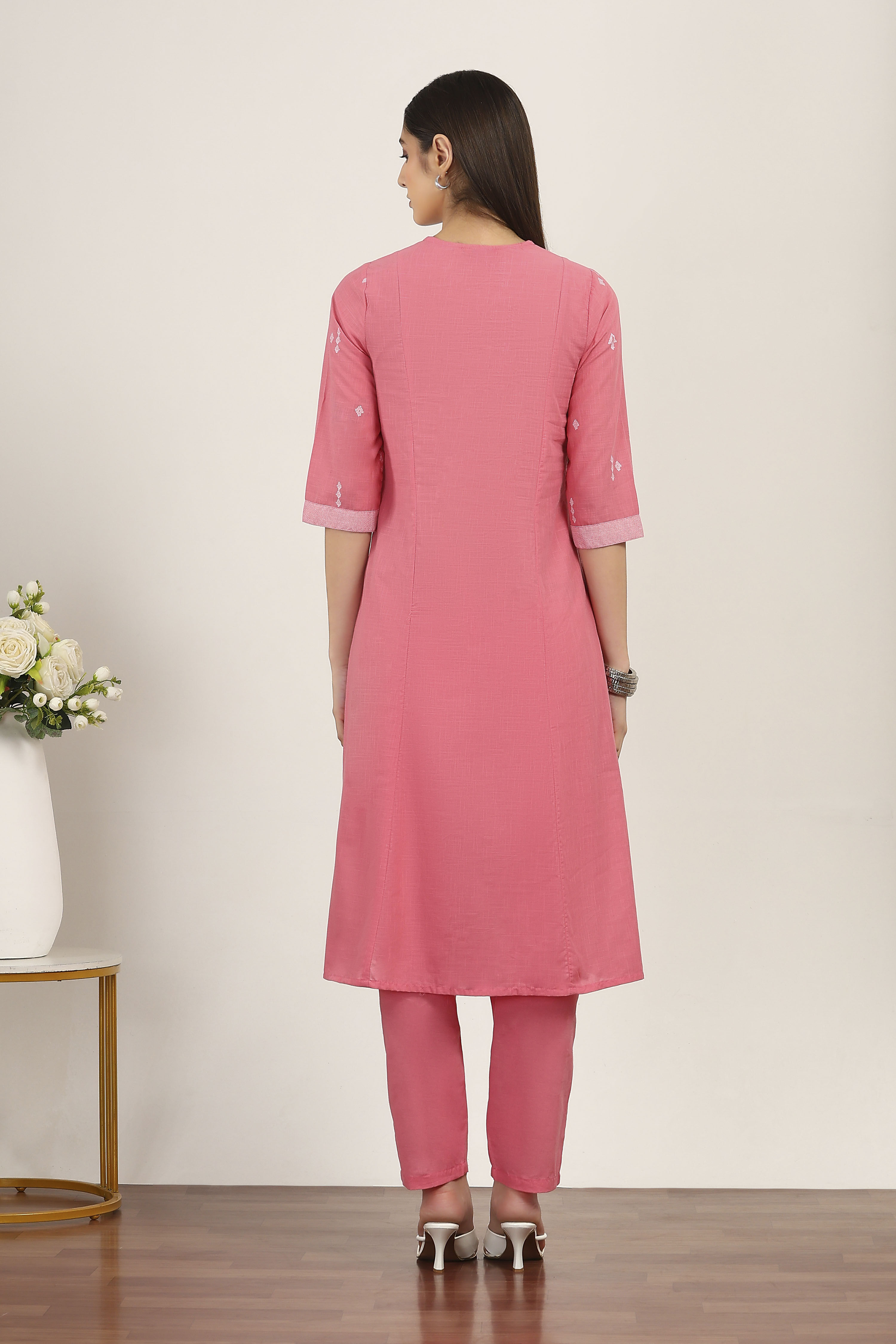 Blue Cotton Kurta Pants Set image number 4