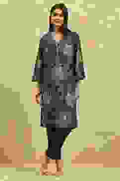 Black Viscose Rayon Printed Straight Kurta image number 0