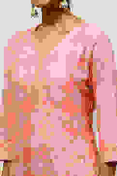Pink Printed Straight Kurta image number 1