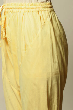 Yellow Polyester Gathered Printed Kurta Churidar Suit Set image number 2