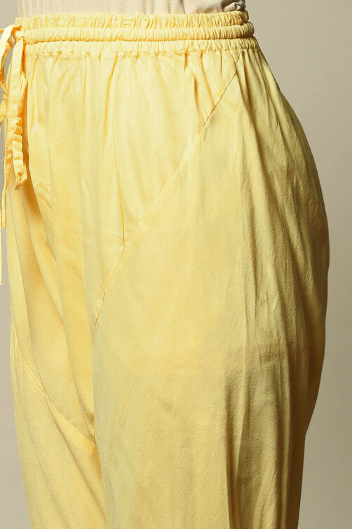 Yellow Polyester Gathered Printed Kurta Churidar Suit Set image number 2