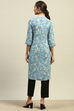 Aqua Rayon Printed Straight Kurta image number 3