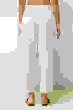 Off-White Cotton Solid Regular Pants image number 5